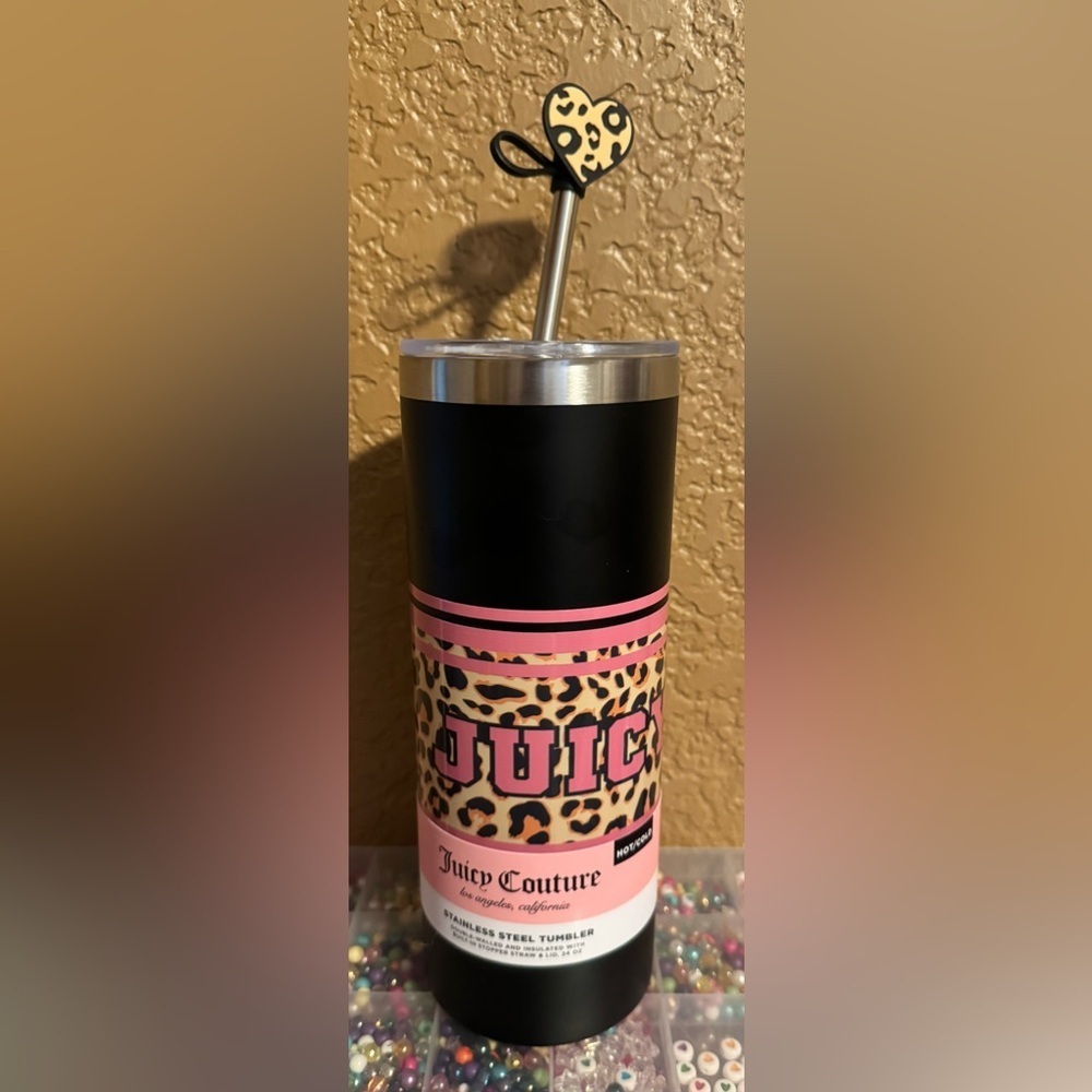 Juicy Couture Black and Pink Leopard Tumbler